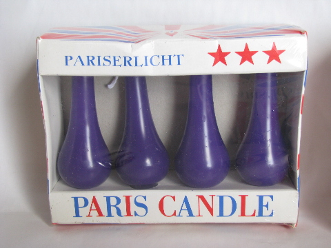 Lot retro Paris candles, mod candle lamp shape, original vintage boxes