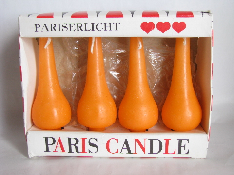 Lot retro Paris candles, mod candle lamp shape, original vintage boxes