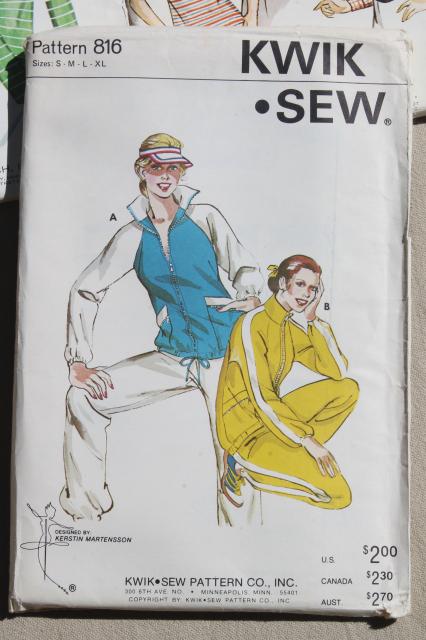 lot vintage Kwik Sew sewing patterns, 80s retro working girl jackets & sportswear