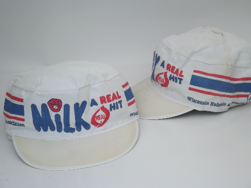 Lot vintage farmer trucker caps, dairy & cheese company advertising