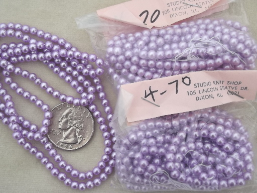 Lot vintage glass pearl beads, seed beads & larger pearls 50s 60s Japan