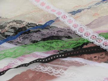 Lot vintage lingerie sewing trim, nylon lace, ruffles and insertions