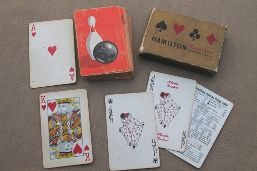 Lot vintage playing cards w/ retro artwork & graphics for assemblage or altered art