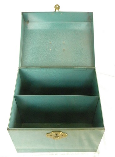 Machine age metal file or document box, industrial vintage