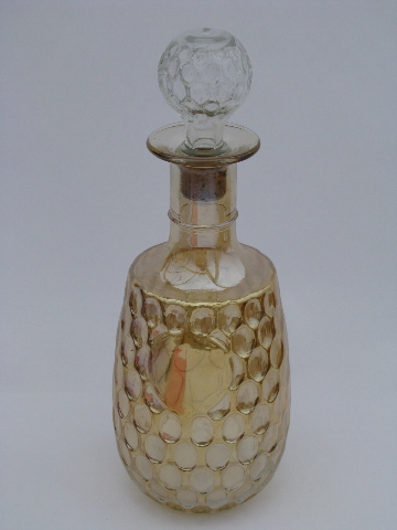 Marigold carnival luster glass vintage decanter with stopper