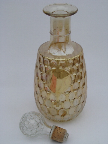 Marigold carnival luster glass vintage decanter with stopper