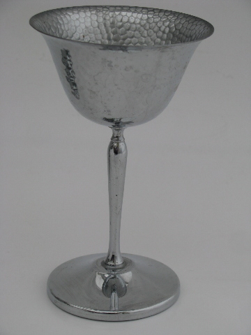MCM mad men vintage chrome martini glasses, cocktail shaker pitcher
