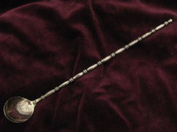 MCM vintage Italy silver plate rod handle olive spoon / cocktail mixer