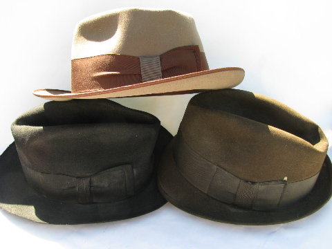 Men's vintage fur felt hats lot, Royal Stetson, Mallory fedora