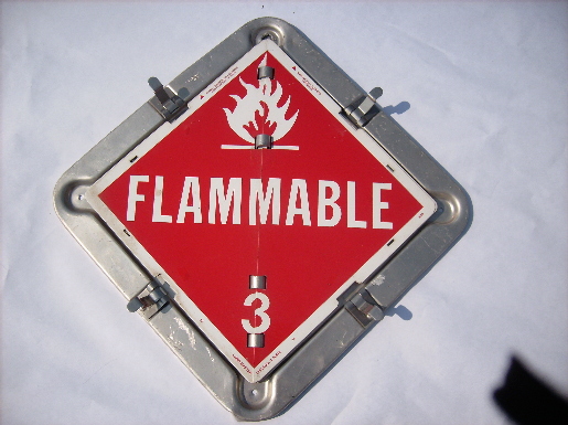Metal semi tractor & trailer cargo safety flip sign, 11 signs, Flammable, Explosives etc.
