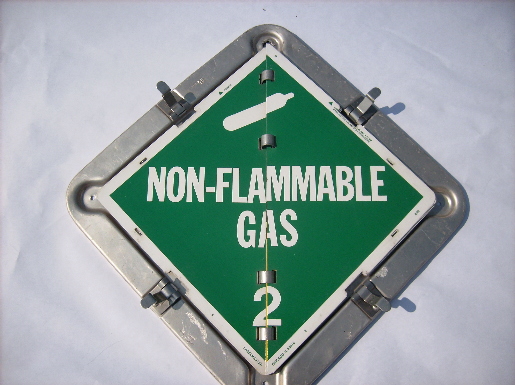 Metal semi tractor & trailer cargo safety flip sign, 11 signs, Flammable, Explosives etc.