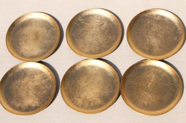metallic gold lacquer ware coasters set in box, antique gold brushed finish