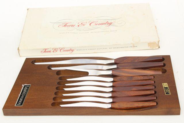 mid century modern vintage Fleetwood Washington Forge stainless steak knives carving set