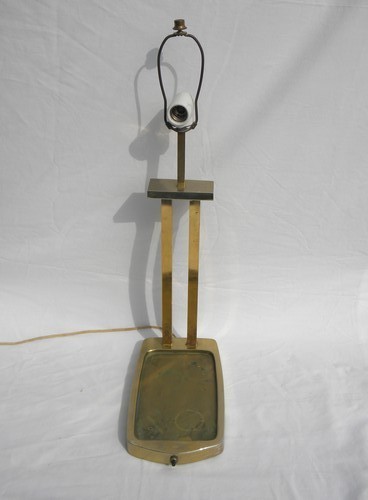 Mid century vintage brass table lamp w/ pocket tray for money, keys etc