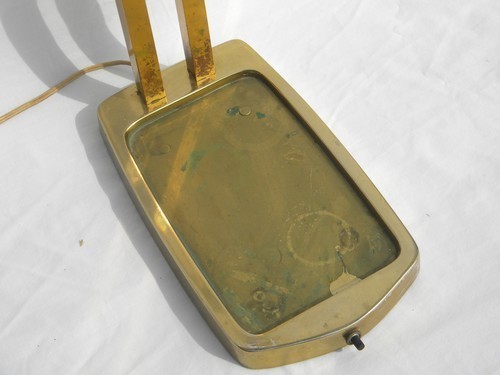 Mid century vintage brass table lamp w/ pocket tray for money, keys etc