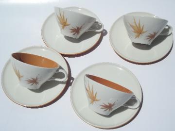Mid-century mod Ben Siebel Iroquois pottery Harvest Time cups and saucers