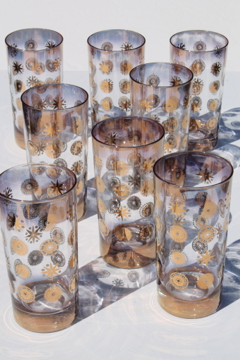 Mid-century mod drinking glasses, vintage Sinclair Glama glass designed by Dorothy Thorpe