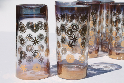 Mid-century mod drinking glasses, vintage Sinclair Glama glass designed by Dorothy Thorpe