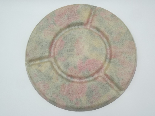 Mid-century mod vintage fiberglass tray, retro flower print relish plate