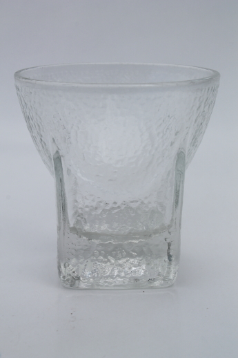 Mid-century mod vintage Libbey glasses, St. Regis textured glass tumblers w/ rocket shape