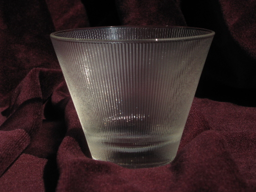 Mid-century mod vintage Norse prismatic ribbed glass punch bowl and glasses