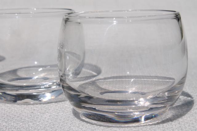 mid-century modern roly poly bubble glasses, vintage barware for home bar
