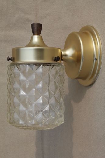 Mid-century modern spun aluminum wall sconce light w/ glass lantern shade