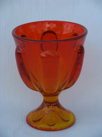Mid-century modern vintage flame orange art glass bowl, candy dish or vase