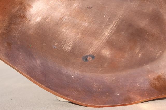 mid-century modern vintage free form solid copper metal dish, mod amoeba shape