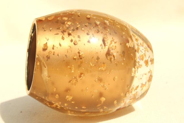 mid-century modern vintage gold flake lucite clear acrylic plastic vase