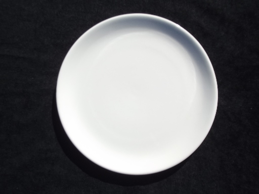 Mid-century modern vintage pure white china dinnerware, plain mod shapes