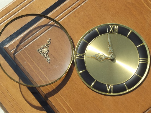 Mid-century modern vintage wall clock, Empire Art diamond wood frame