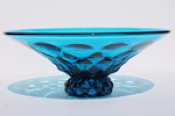 Mid-century vintage aqua blue glass bowl, bluenique color Viking art glass