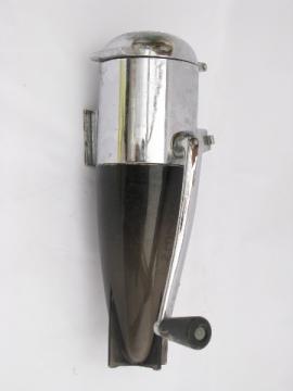 Mid-century vintage Dazey ice crusher, retro rocket shape, chrome/smoke plastic