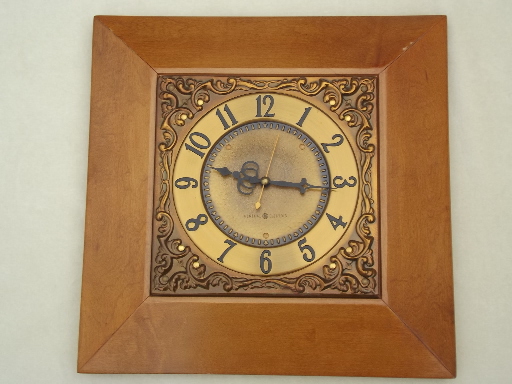 Mid-century vintage GE wall clock, retro tooled copper wall clock
