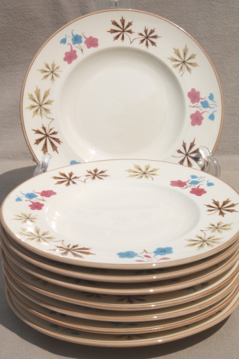 Mid-century vintage Gladding McBean Franciscan china plates, Larkspur pattern