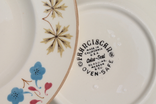 Mid-century vintage Gladding McBean Franciscan china plates, Larkspur pattern