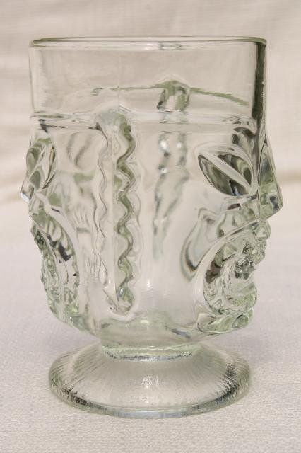 mid-century vintage glass tiki bar mug, giant tropical drink cup or flower vase