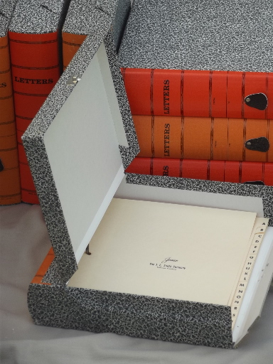 Mid-century vintage paper document  file  boxes,  letter / photo storage boxes