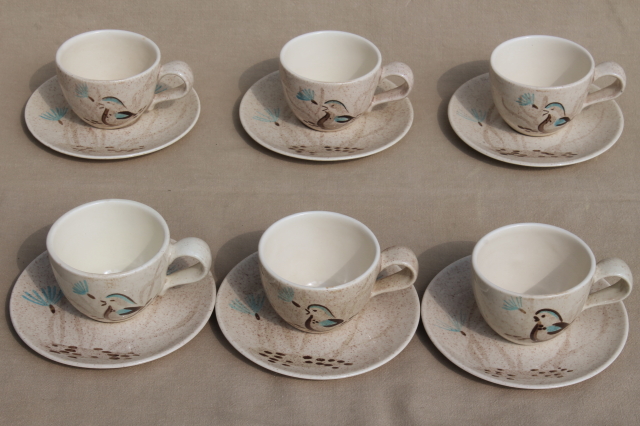 Mid-century vintage Red Wing Bob White casual china dinnerware set for 6