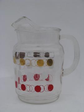 Mod dots vintage 1950s-60s kitchen glass juice or lemonade pitcher