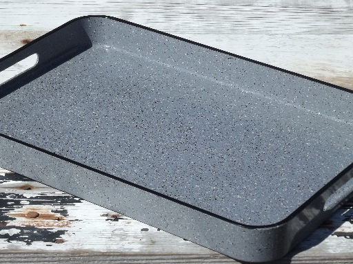 Mod grey & black spatterware melmac plastic tray, 70s 80s Briard?