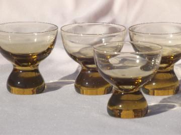 Mod vintage blown  glass  'paperweight' glasses,  low footed cocktail glasses