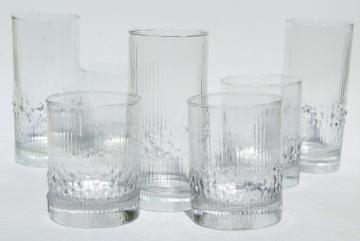 mod vintage ice textured glass tumblers & rocks glasses, Iittala Niva