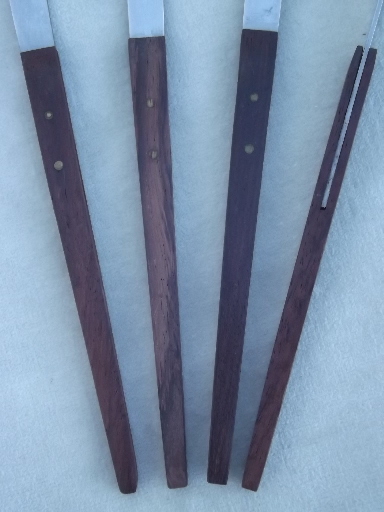 Mod wood  fondue forks set, vintage Japan danish modern style
