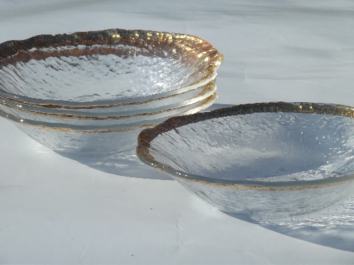 Murero Italy freeform shape art glass dishes, heavy mod salad bowls set