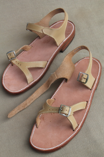 Never worn 60s vintage Scholl's all leather Archlift sandals, early Dr. Scholls
