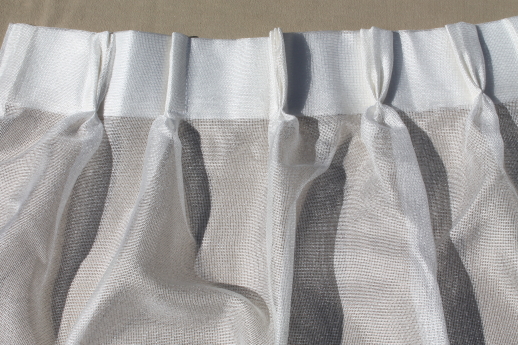 New old stock vintage curtains, plain white fiberglass drapes, drapery panels in pkgs