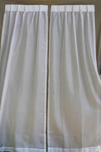 New old stock vintage curtains, plain white fiberglass drapes, drapery panels in pkgs