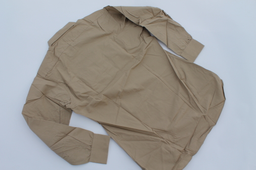 New w/ tags vintage cotton work shirt, 40s 50s Elbeco label khaki uniform shirt